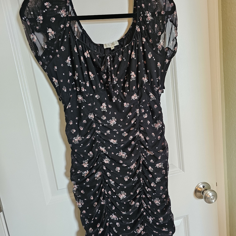 Ultra Flirt Black Floral Midi Dress